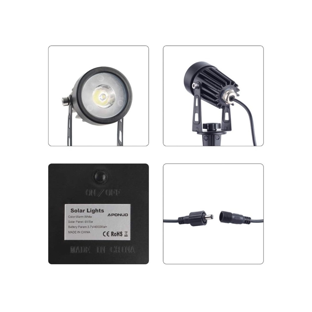 Set of 2-Led Solar Spotlights 2W Solar Powered Landscape Lights - Picture 9 of 9